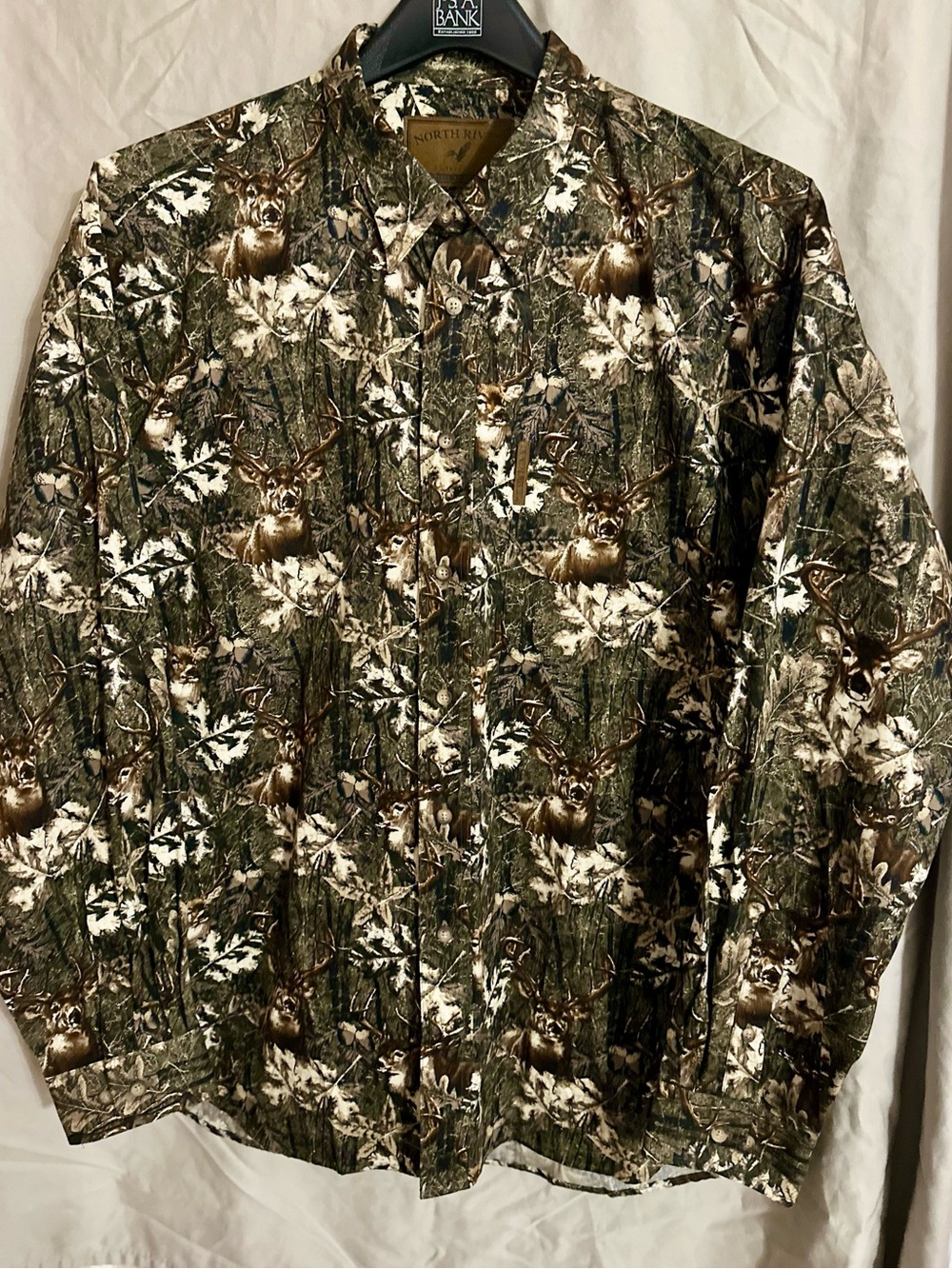 North River Outfitters Men's Green Camo Hunting Long-sleeve Button Up